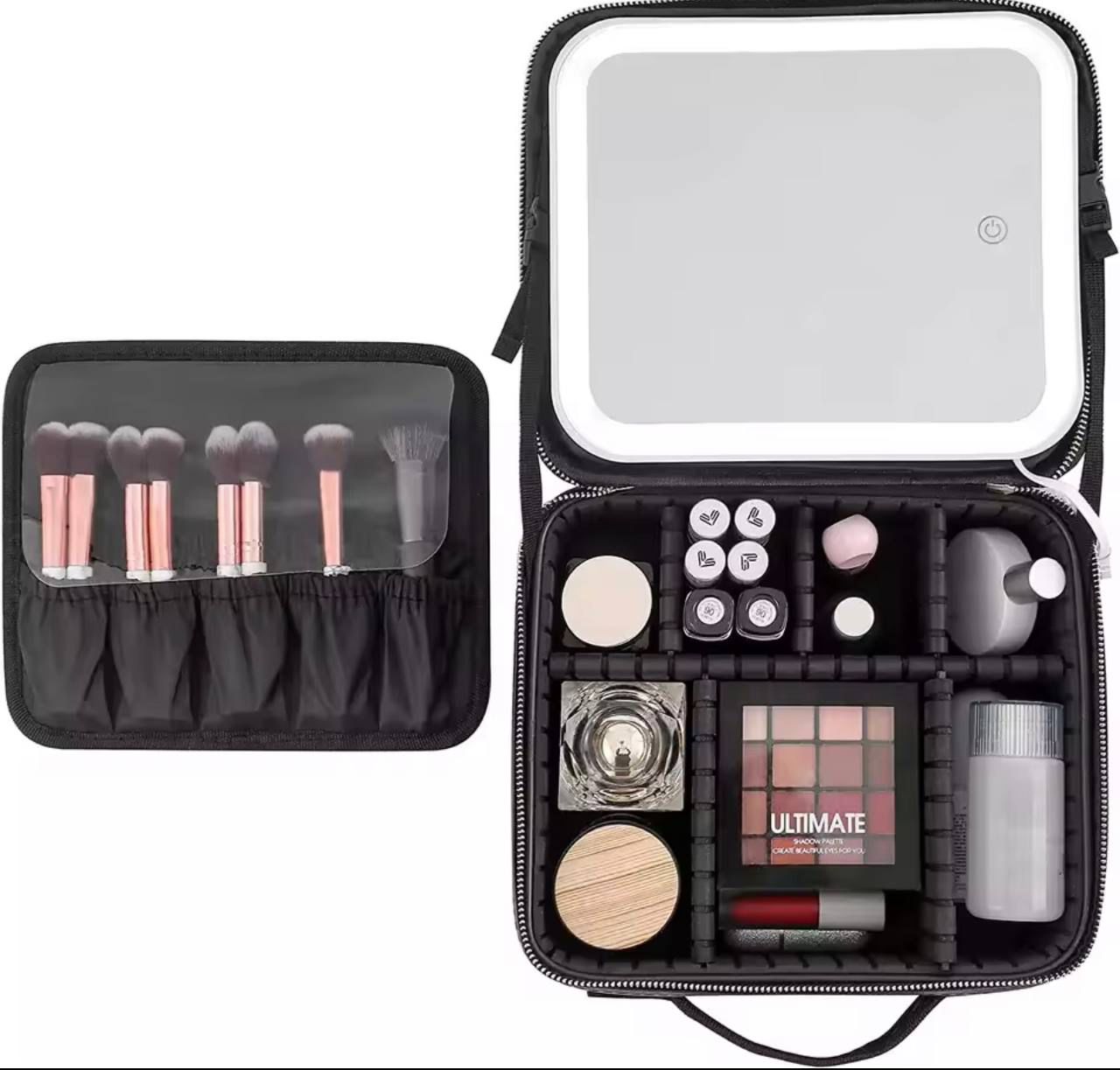ESTUCHE DE COSMÉTICOS CON ESPEJO LED RECARGABLE