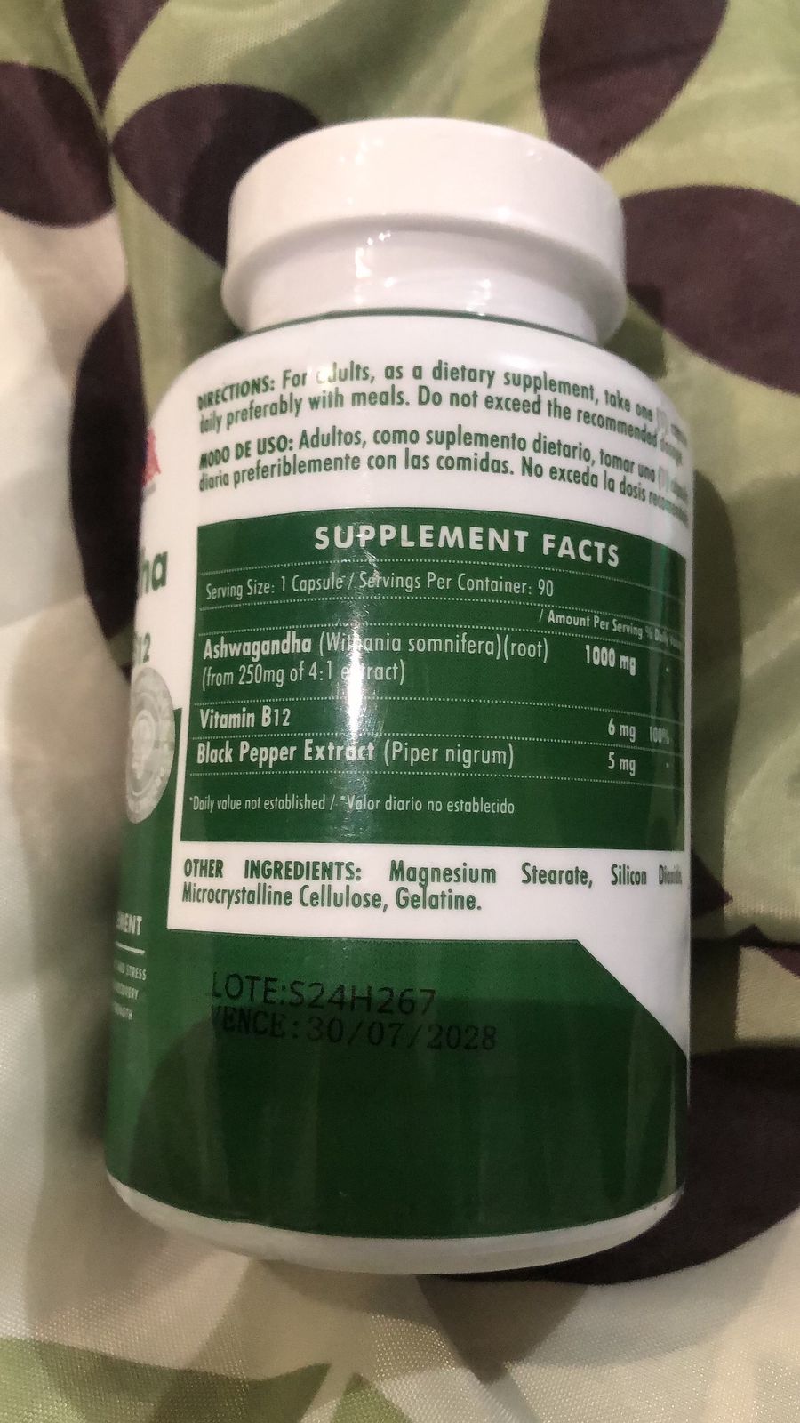 ASHAWAGANDA (GINSENG INDIO) + B12 X 90 CAPSULAS