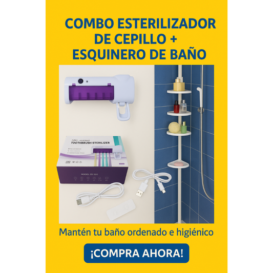 COMBO ESTERILIZADOR DE CEPILLO + ESQUINERO DE BAÑO